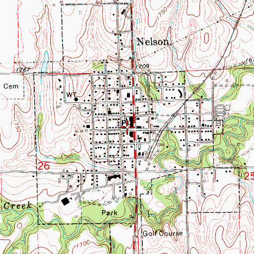 Topographic Map of Nelson, NE