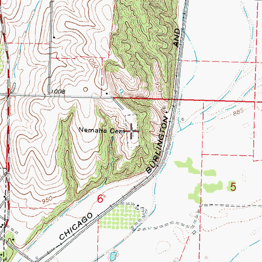 Topographic Map of Nemaha Cemetery, NE