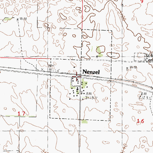 Topographic Map of Nenzel, NE