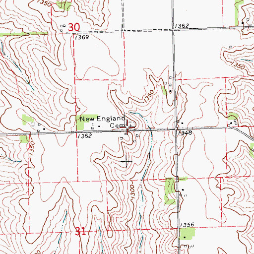 Topographic Map of New England Cemetery, NE