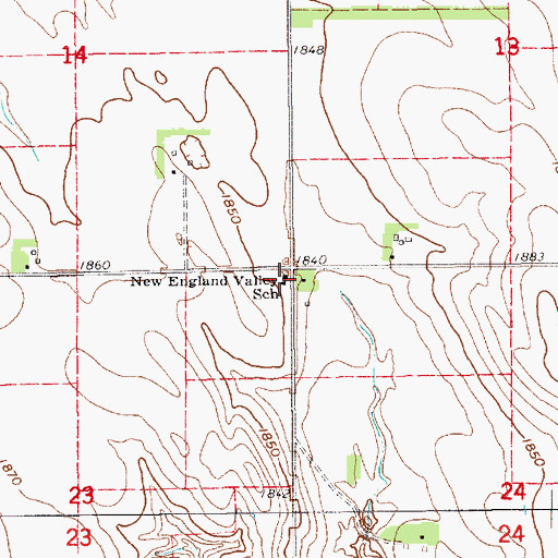 Topographic Map of New England Valley School, NE