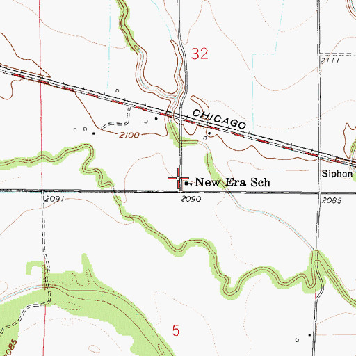 Topographic Map of New Era School, NE