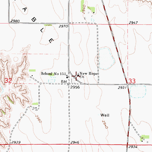 Topographic Map of New Hope Church, NE