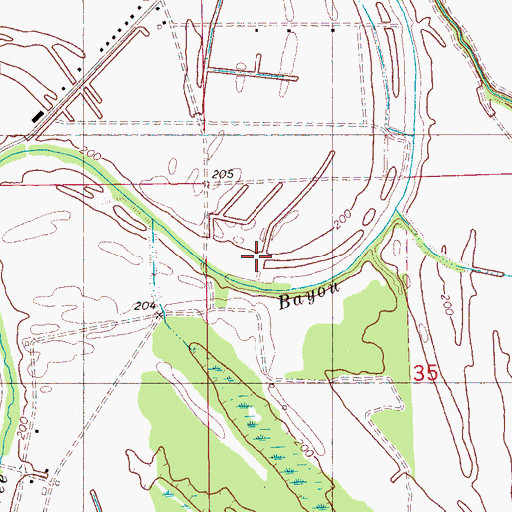 Topographic Map of Haltree Bayou, AR