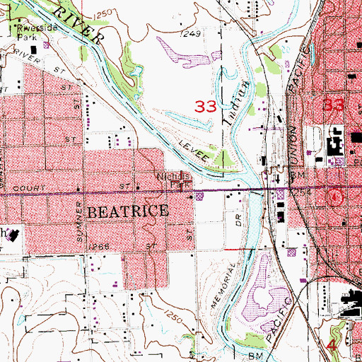 Topographic Map of Nichols Park, NE