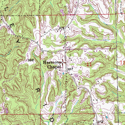 Topographic Map of Harmony Chapel, AR