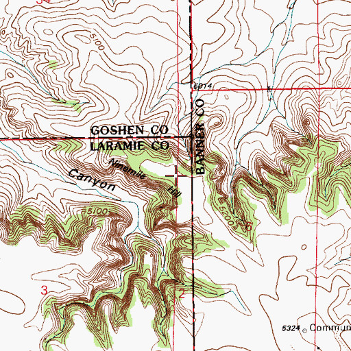Topographic Map of Ninemile Hill, WY