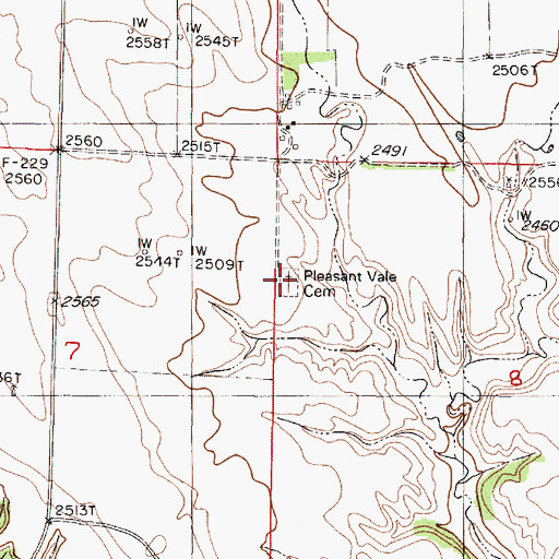 Topographic Map of Pleasant Vale Cemetery, NE