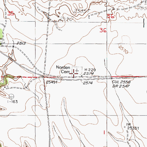 Topographic Map of Norden Cemetery, NE