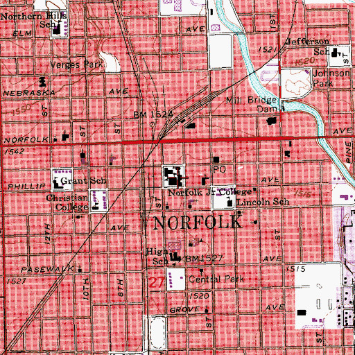 Topographic Map of Norfolk Junior College, NE