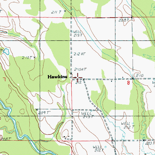 Topographic Map of Hawkins, AR