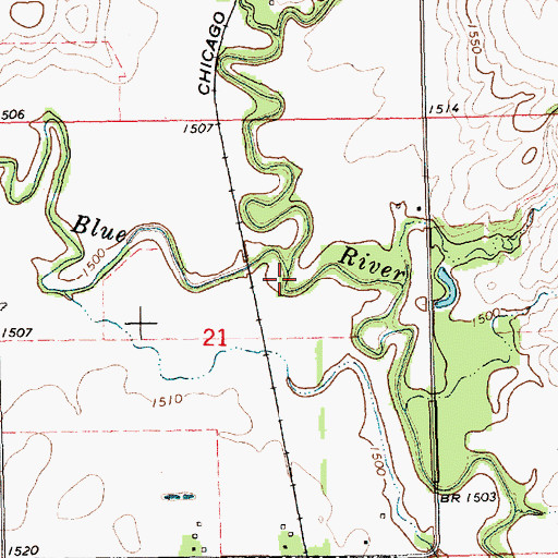 Topographic Map of North Branch Big Blue River, NE