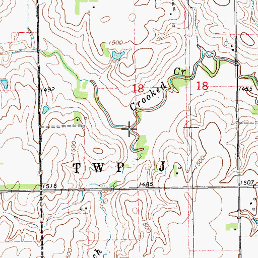 Topographic Map of North Branch Crooked Creek, NE