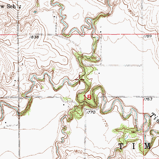 Topographic Map of North Branch Timber Creek, NE