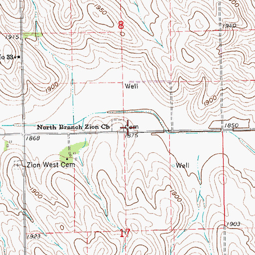Topographic Map of North Branch Zion Church, NE