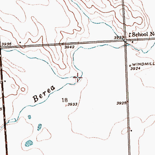 Topographic Map of North Fork Berea Creek, NE