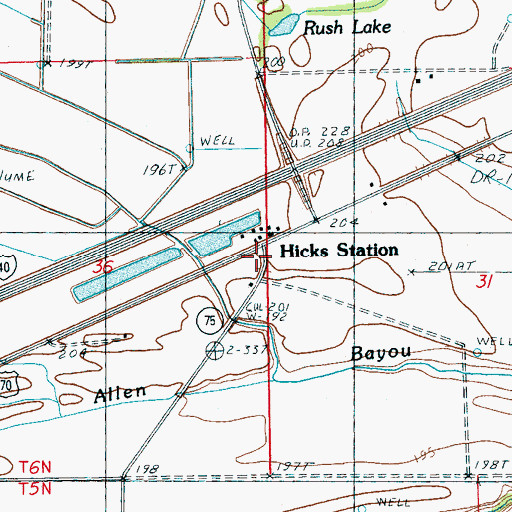 Topographic Map of Hicks Station, AR
