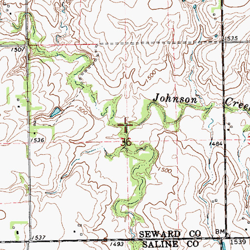 Topographic Map of North Fork Johnson Creek, NE