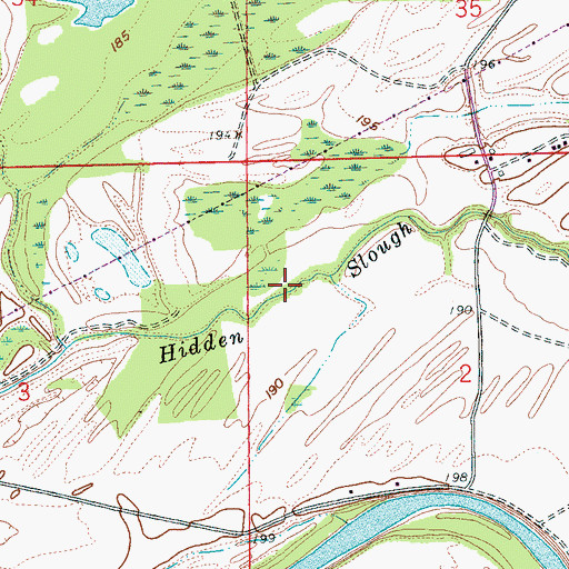 Topographic Map of Hidden Slough, AR