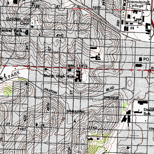 Topographic Map of Omaha North Magnet High School, NE