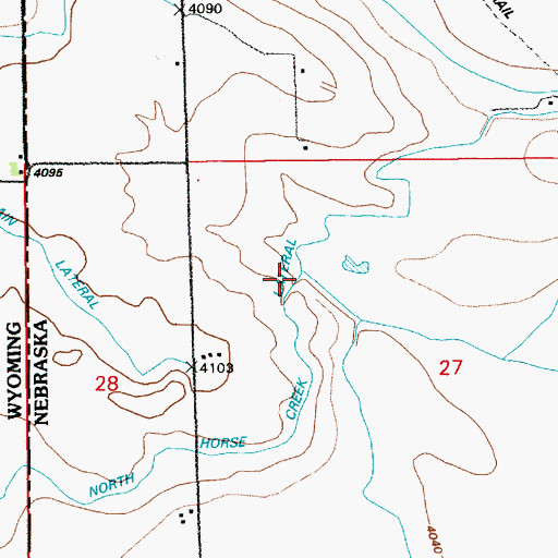 Topographic Map of North Horse Creek Lateral, WY