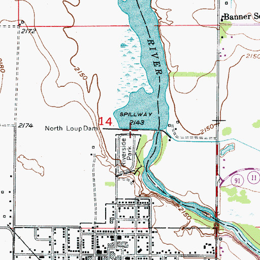 Topographic Map of North Loup Dam, NE