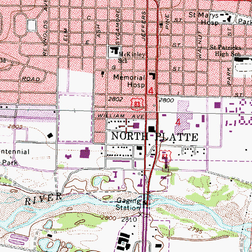 Topographic Map of North Platte, NE