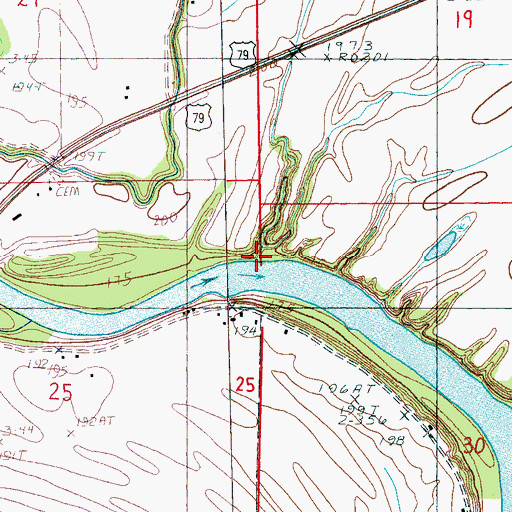 Topographic Map of Holcomb Bayou, AR