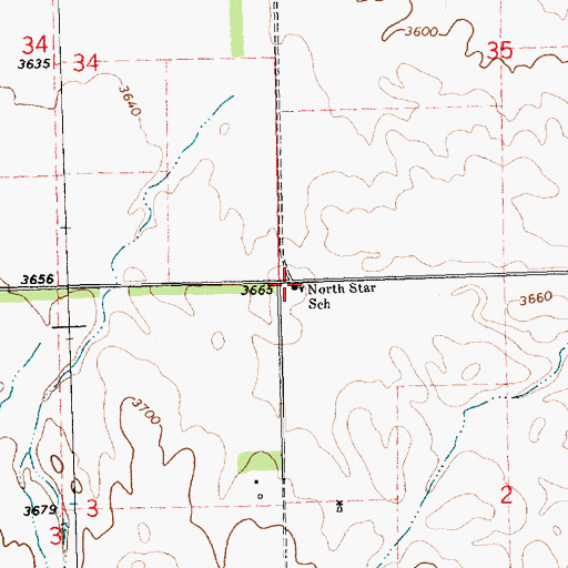 Topographic Map of North Star School, NE