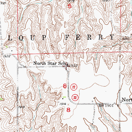Topographic Map of North Star School (historical), NE