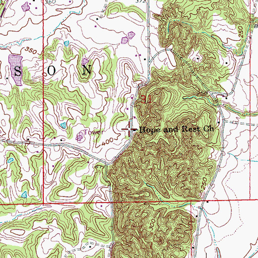 Topographic Map of Hope and Rest Church, AR