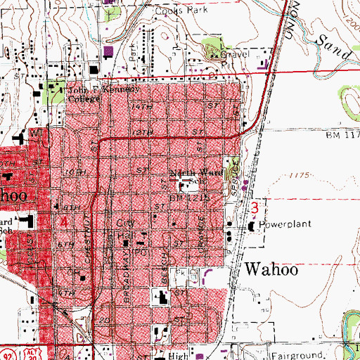 Topographic Map of North Ward School, NE