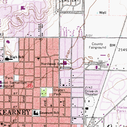 Topographic Map of Northeast School, NE