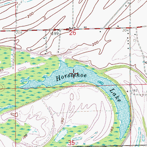 Topographic Map of Horseshoe Lake, AR