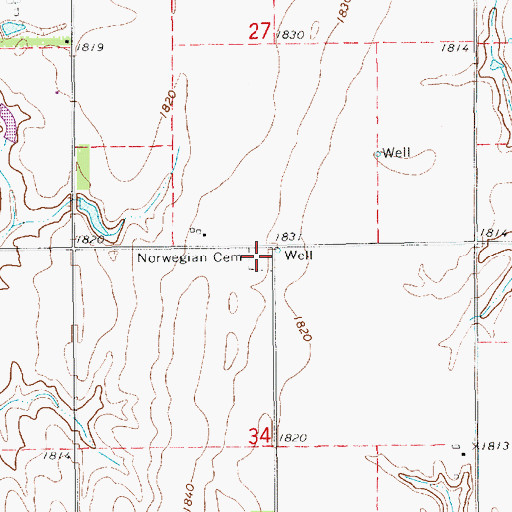 Topographic Map of Norwegian Cemetery, NE