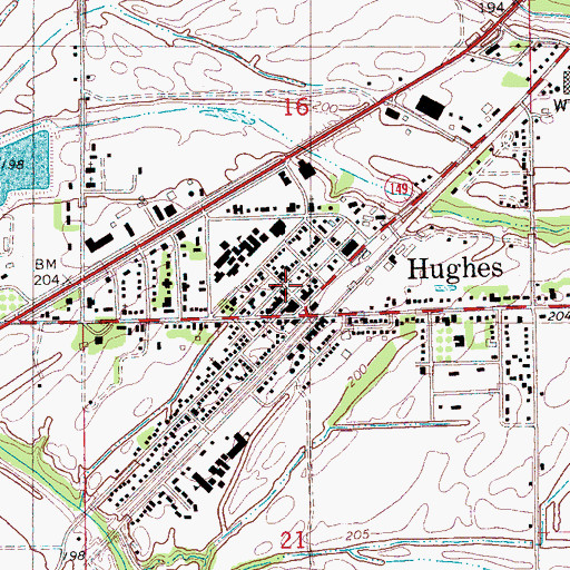 Topographic Map of Hughes, AR