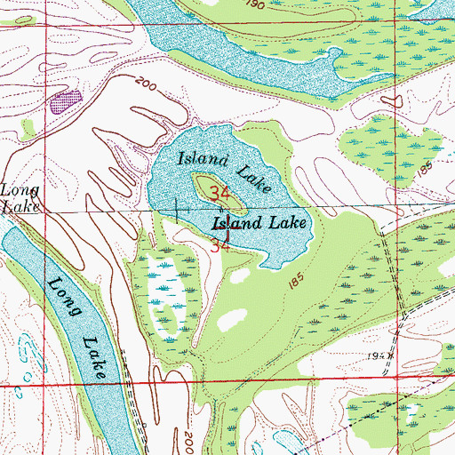 Topographic Map of Island Lake, AR