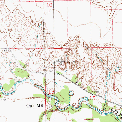 Topographic Map of Oak Cemetery, NE