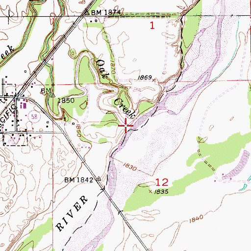 Topographic Map of Oak Creek, NE