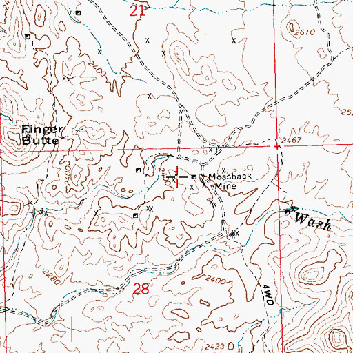 Topographic Map of Mossback Mine, AZ