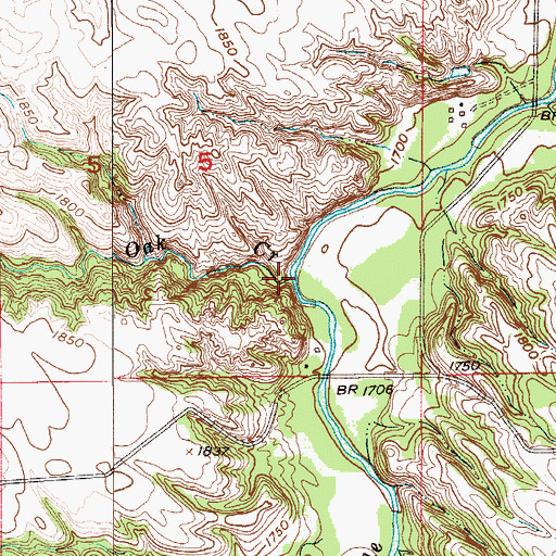 Topographic Map of Oak Creek, NE