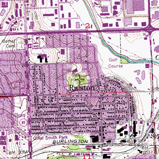 Topographic Map of Oak Park, NE