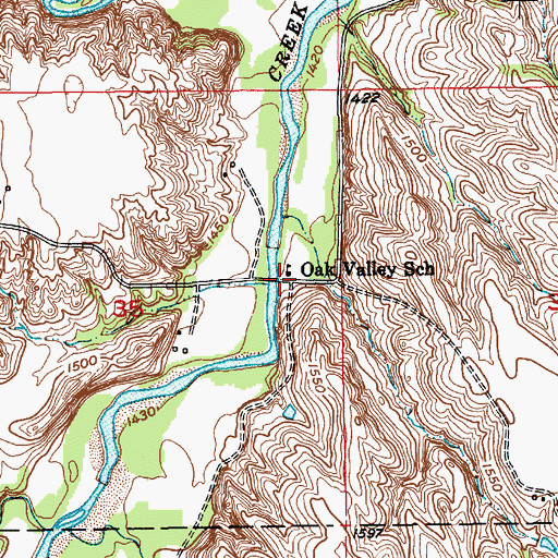 Topographic Map of Oak Valley School, NE