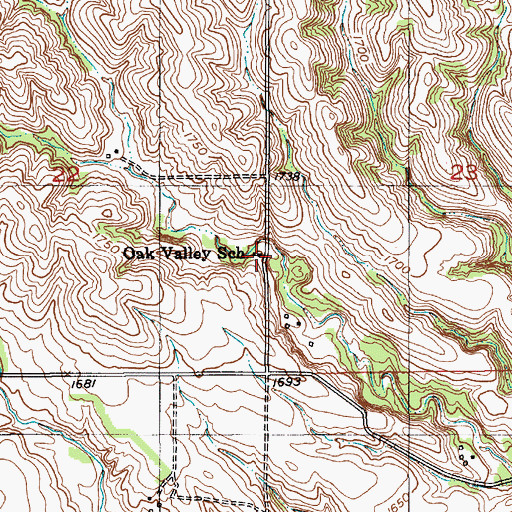 Topographic Map of Oak Valley School, NE