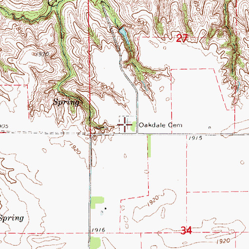 Topographic Map of Oakdale Cemetery, NE
