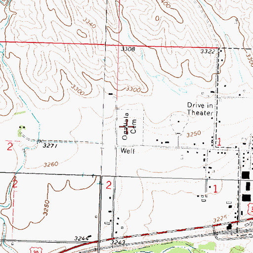 Topographic Map of Ogallala Cemetery, NE