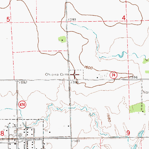 Topographic Map of Ohiowa Cemetery, NE