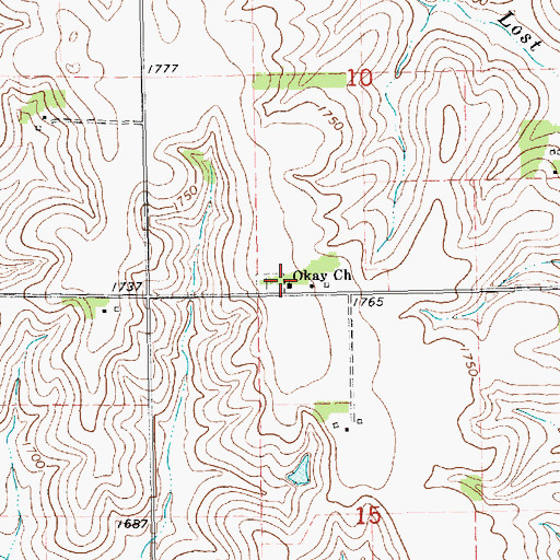 Topographic Map of Okay Church, NE