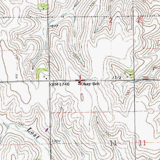 Topographic Map of Okay School, NE
