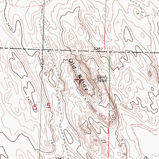 Topographic Map of Old Baldy, NE